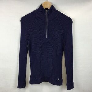Nils Half Zip Fitted Sweater Spun Rayon Metallic Apres Ski Preppy Size M
